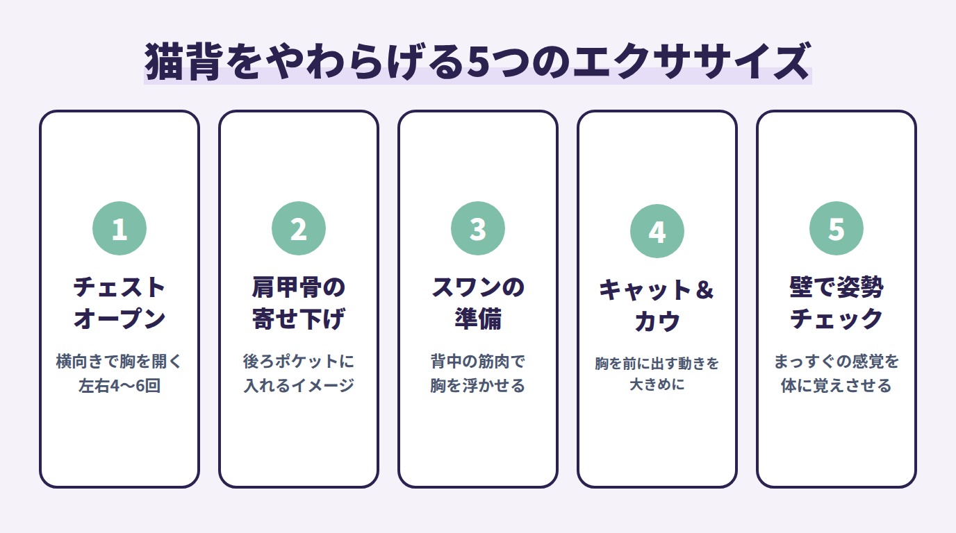 猫背をやわらげる5つのエクササイズ